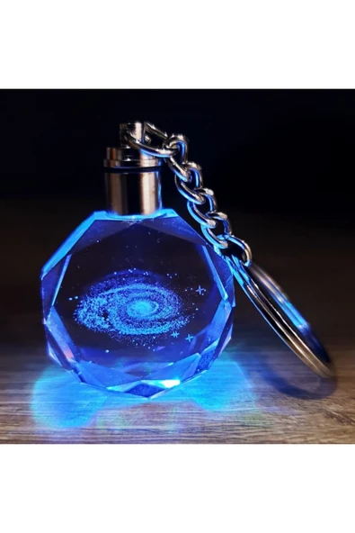 EXENET Işıklı Kristal Cam Anahtarlık Renk Değiştiren LED Özel Lazer İşleme Şık Anlamlı Hediyelik Aksesuar ürün görseli 1
