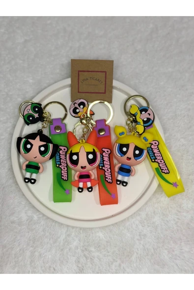MODAACCESORİES Powerpuff Girls 3'lü Büyük Boy Silikon Anahtarlık & Çanta Süsü ürün görseli 1