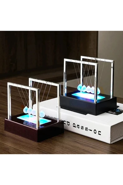 Wolawood Renkli LED Işıklı Newton’un Cradle Denge Beşiği Cam Balans Stres Topları VIP Illuminous Fizik Sarkaç ürün görseli 1