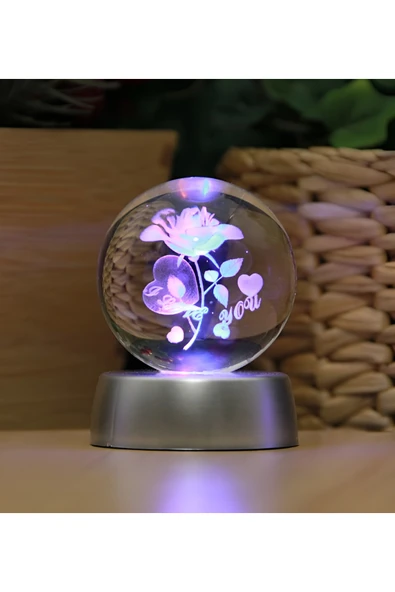 Wolawood I Love You Kristal Cam Kar Küresi 3D LED Işıklı Pilli Renk Değiştiren Gül Kalp Figürlü Romantik Set ürün görseli 1