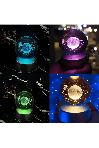 Wolawood Gezgin Kız Temalı Kristal Cam Kar Küresi 3D Renk Değiştirme LED Işık Pilli Özel Hediyelik Dekoratif ürün görseli 1