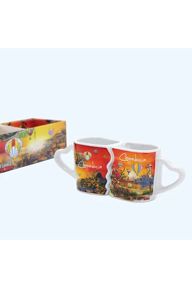 Wolawood 2'li Yöresel Kupa Bardak Seti El Yapımı Desenli Porselen Kahve Çay Mug Hediyelik Dekoratif Takım ürün görseli 1