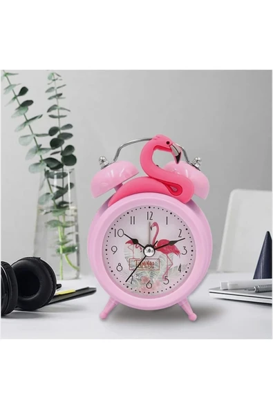 Wolawood Flamingo Dekoratif Masa Saati Şık Renkli Modern Masaüstü Çalar Saat Ev Ofis Çocuk Odası Hediyelik ürün görseli 1