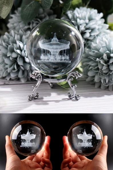 Wolawood Premium Kristal Cam Kar Küresi 3D Metal Standlı Dekoratif Biblo Şık Zarif Süs Hediyelik Özel Takım ürün görseli 1