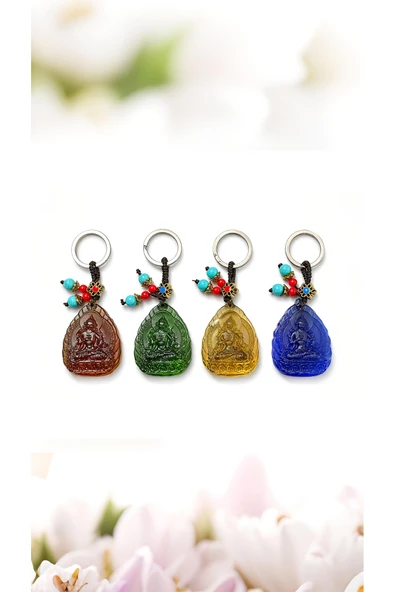 Wolawood Spiritüel Enerji Serisi 1. Kalite Lake Cam Buda Anahtarlık 1 Adet Çanta Süsü Huzur Şans Getiren Meditasyon Yoga Temalı Hediyelik Aksesuar ürün görseli 1
