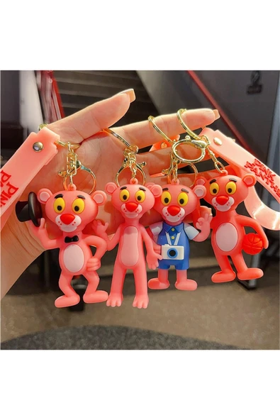 Wolawood Pembe Panter Figürlü 3D Anahtarlık Pink Sevimli Maskot Çanta Aksesuarı 1 Adet Lüks Hediyelik Eşya ürün görseli 1