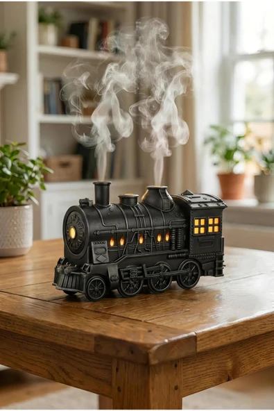 Wolawood Buharlı Tren Lokomotif Difüzör - Aromaterapi Nemlendirici & Ortam Hava Temizleyici USB'li Mega Boy Dekoratif Vintage Tasarım Hediyelik Dekor ürün görseli 1