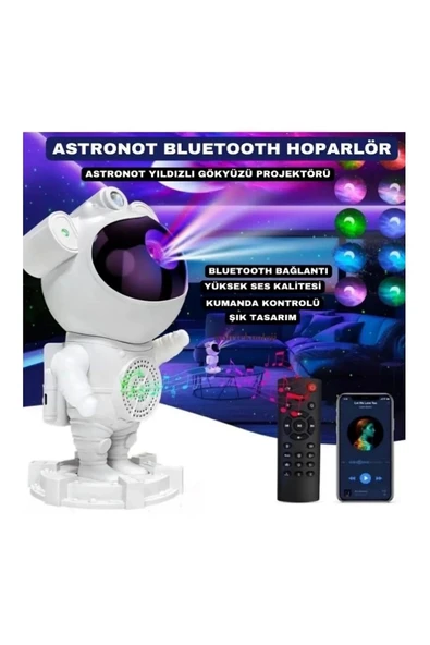 Wolawood Astronot Robot Projeksiyon Lamba Bluetooth Hoparlör Kumanda Led Nebula Usb 3D Yıldız Galaksi Şöleni ürün görseli 1