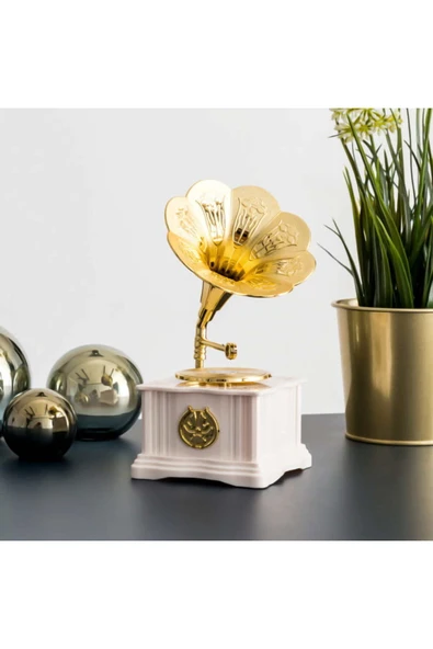 Taşarhome Premium Life Gramofon Müzik Kutusu Nostaljik Anı Ev Dekoratif Hediyelik Eşya ürün görseli 1