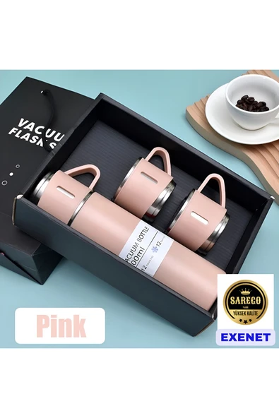 EXENET Premium Çift Kişilik Paslanmaz Çelik Termos Bardak Seti Çantalı Vakumlu Özel Lüx Suluk Matara Takımı ürün görseli 1