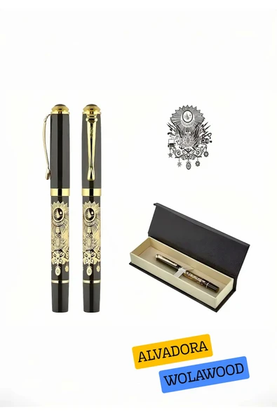 Wolawood Imperial Ottoman Heritage™ Osmanlı Tuğralı Metal Roller Kalem Executive Pen, Altın Detaylı Prestij Serisi VIP Hediyelik Kalem ürün görseli 1
