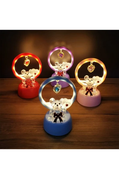 EXENET Işıklı I Love You Ayıcık Gece Lambası Dekoratif, Romantik, Sevgiliye Özel Hediyelik LED Masa Lambası ürün görseli 1