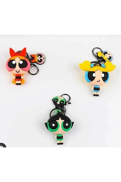Bade Hediyelik Powerpuff Girls Karakter Anahtarlık Ve Çanta Aksesuarları 3'lü Set ürün görseli 1