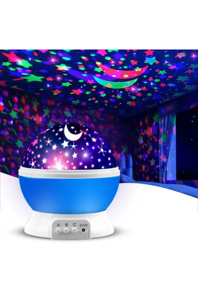 Sarego Ay-Yıldızlı Süper Star Gece Lambası Usb'li Pilli Pro Plus Top Küre Sakinleştirici Dönen Işık Efekti ürün görseli 1