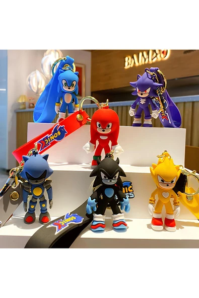 Wolawood Kirpi Sonic Anahtarlık 6'lı Set Özel Oyun Karakteri Figür Çanta Süsü Biblo Aksesuar Hediyelik Takım ürün görseli 1