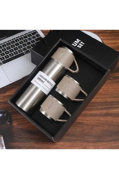 Sarego Çift Katmanlı ve Çift Kupalı Lüks Özel Üretim Yalıtımlı Vip İçeçek Termos Seti 500 ML Dekoratif ürün görseli 1