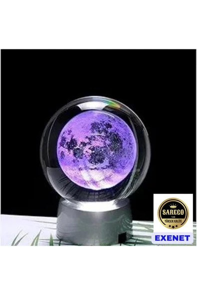 EXENET Işıklı Pilli Renk Değiştiren Kristal Cam Küre 3D Özel Üretim Dekoratif Eşya Kar Küresi ürün görseli 1