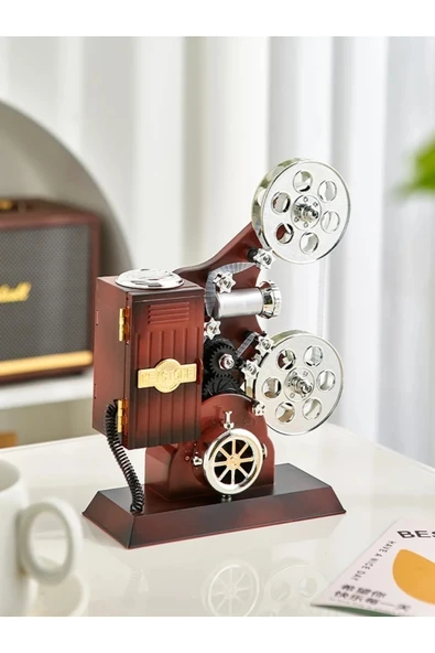 Sarego Sinema Film Temalı Vintage Antik Projektör Kurmalı Takı Müzik Kutusu Özel Dekoratif Hediyelik Eşya ürün görseli 1