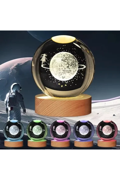 Wolawood Gezgin Kız Temalı Kristal Cam Kar Küresi 3D Renk Değiştirme Hediyelik LED Işık Ahşap Taban USB Dekor ürün görseli 1