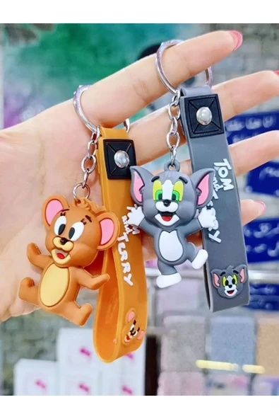 EXENET Tom ve Jerry 3D Anahtarlık: Eğlenceli, Sevimli Koleksiyonluk Çanta Aksesuarı Hediyelik 2'li Özel Set ürün görseli 1