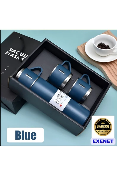 EXENET Premium Çift Kişilik Paslanmaz Çelik Termos Bardak Seti Çantalı Vakumlu Özel Lüx Suluk Matara Takımı ürün görseli 1