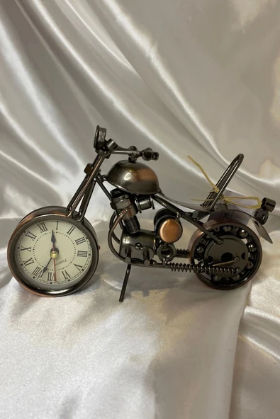 RaHan Motor Metal Saat El Yapımı Biblo Kalemlik Motosiklet ürün görseli 1