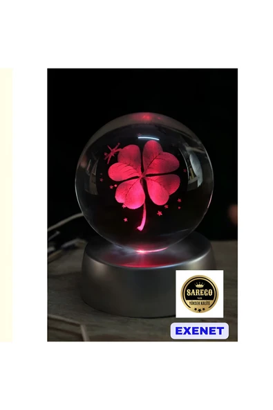 EXENET Işıklı Pilli Renk Değiştiren Kristal Cam Küre 3D Özel Üretim Dekoratif Hediyelik Eşya Kar Küresi ürün görseli 1
