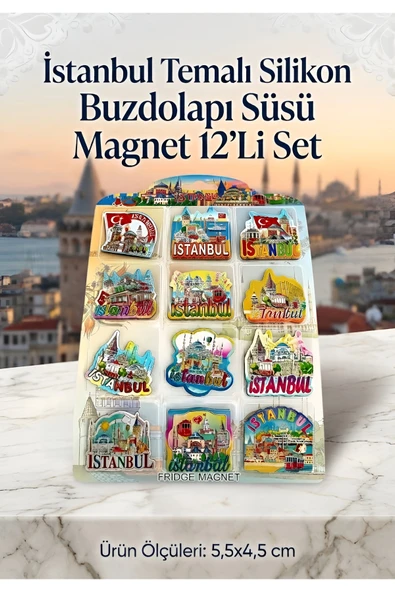Wolawood İstanbul Temalı 12'li Toptan Magnet Buzdolabı Süsü Hediyelik Hatıra Seti Turistik Souvenir Koleksiyonu Yerli ve Yabancı Misafirler İçin Şık Hediye Paketi ürün görseli 1