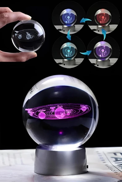 EXENET Kristal Cam Küre Samanyolu Gezegenler Pilli Top LED Lamba Hediyelik Dekoratif Lüx Sürpriz Kar Küresi ürün görseli 1
