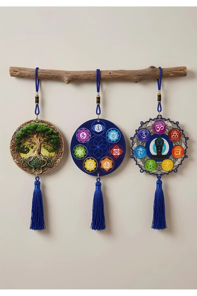 Wolawood Meditasyon & Yoga Temalı Duvar Süsü 1-Adet Spiritüel Enerji, Çakra Açıcı, Feng Shui Ev, Oda, Ofis ~ El Yapımı Hediyelik Dekor ürün görseli 1