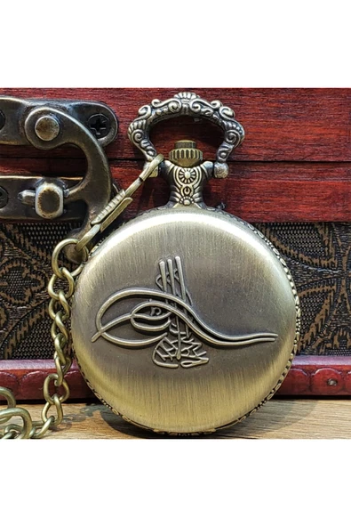Wolawood Nostaljik Köstekli Cep Saati Metal Zincirli Saat Antik Osmanlı Tarzı Özel Retro Hediyelik Koleksiyon ürün görseli 1