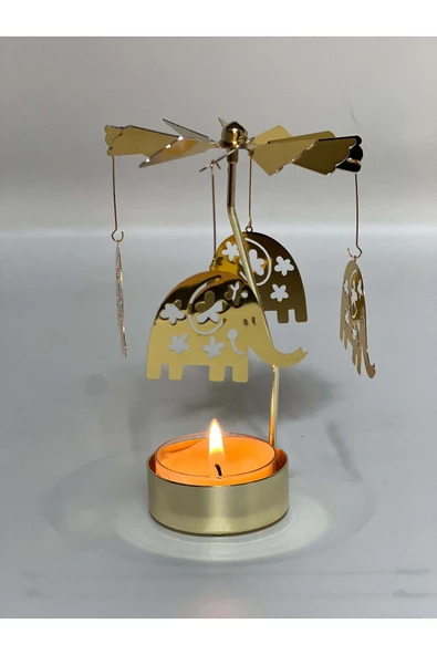 Wolawood Yanınca Otomatik Dönen Yaratıcı Metal Şamdan Mumluk Altın Renk Özel Üretim Dekoratif Hediyelik Eşya ürün görseli 1