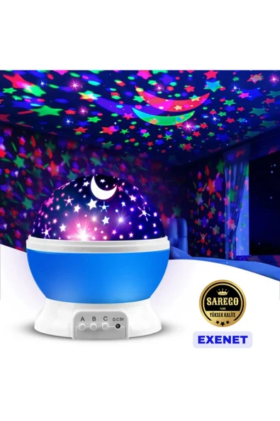 EXENET Süper VIP Ay Yıldız Lamba USB'li Renkli LED Projeksiyon Gökyüzü Galaksi Temalı Özel Işık Sanatı Seti ürün görseli 1