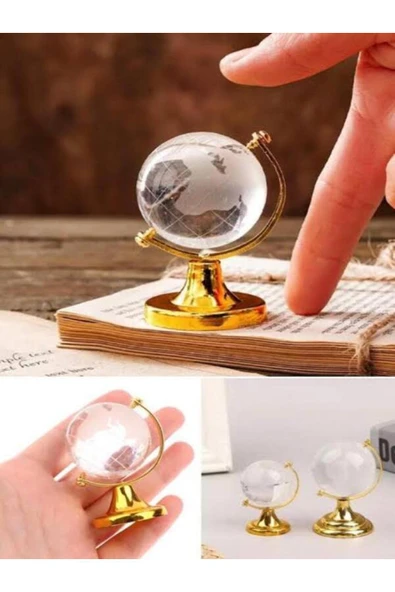 Taşarhome Işıklı Kristal Cam Dünya Küresi ( Küçük Boy ) ürün görseli 1