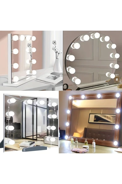 Wolawood Hollywood Tarzı 10'lu LED Makyaj Aynası Lambası USB Işıklı Top Dekoratif Aydınlatma Güzellik Seti ürün görseli 1