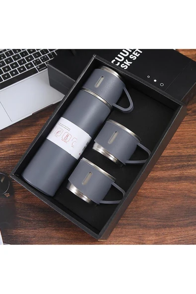 Sarego Çift Katmanlı ve Çift Kupalı Lüks Özel Üretim Yalıtımlı Vip İçeçek Termos Seti 500 ML Dekoratif ürün görseli 1