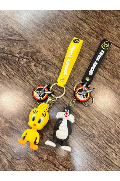 Future Sound Bir Kedi Gördüm Sanki Sylvester & Tweety 3d Silikon Bff Çift Anahtarlık ürün görseli 1