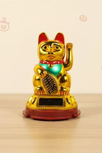 LUCKY CAT Hareketli Solarlı Şans Kedisi ürün görseli 1