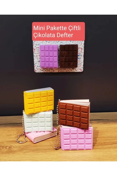 Wolawood Mini Çiftli Çikolata Not Defteri Kokulu Özel Tasarım Sevimli Ajanda Hediye Notluk Eğlenceli Set 2'li ürün görseli 1