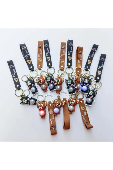 Wolawood 3D Led Işıklı Şirin Maskot Anahtarlık Renkli Efektli Çanta Araba Süsü Sevimli Figürlü Hediyelik 1'li ürün görseli 1