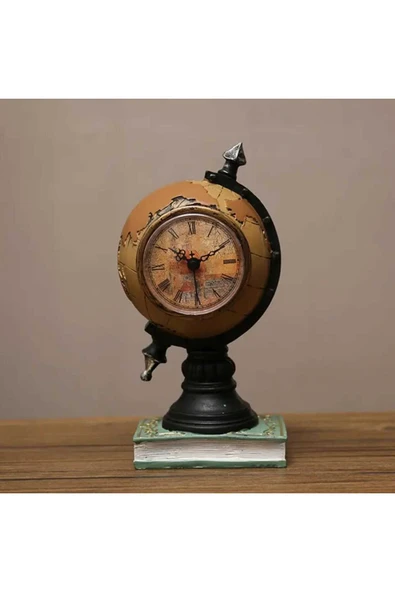 Sarego Romen Rakamlı Dekoratif Antik Dünya Küre Masa Saati Retro Vintage Model Süs Eşyası Hediyelik Sanat ürün görseli 1
