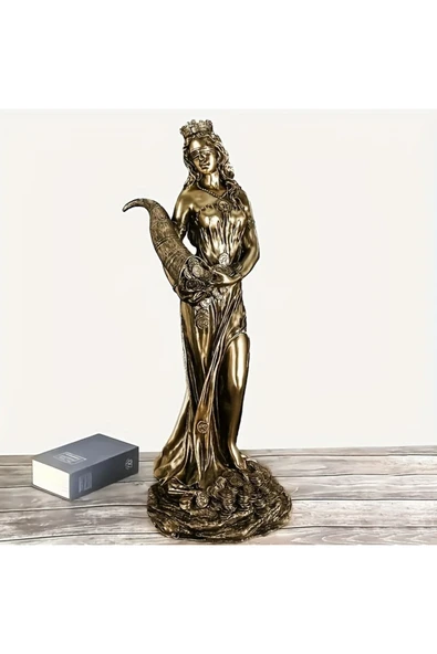 Wolawood Bereket Tanrıçası Fortuna Figürü Şans, Zenginlik ve Bolluk Sembolü Polyester Dekoratif Heykel Biblo ürün görseli 1