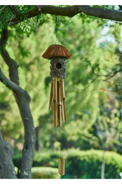 Sarego Kuş Yuvası Doğal Bambu Rüzgar Çanı El Yapımı Teras Balkon Bahçe Dekor Mega Boy Otantik Set Özel Seri ürün görseli 1