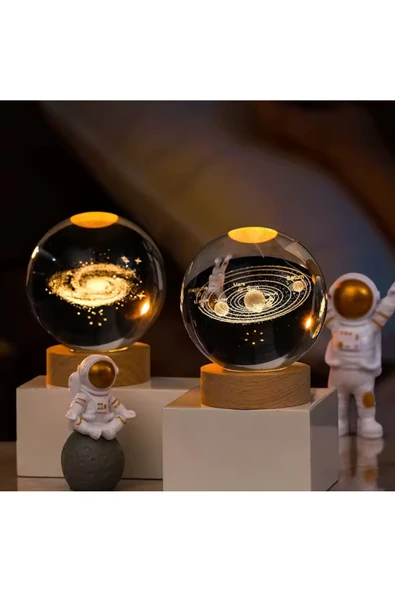 Wolawood Kristal Cam Küre İkili Set Samanyolu & Toz Bulutu USB'li LED Işıklı Lamba Masaüstü Konsept Hediyelik ürün görseli 1