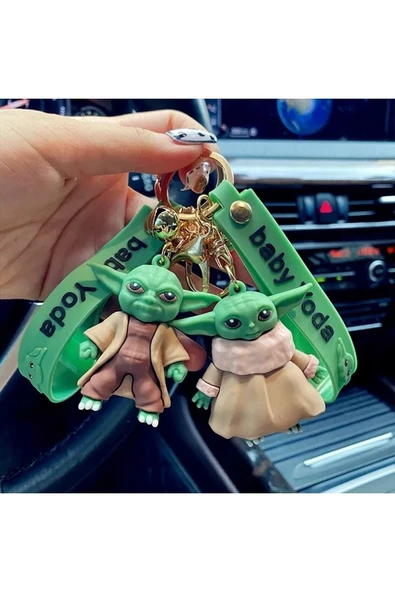 Bakgeldi Baby Yoda 2'li üç boyutlu büyük boy slikon anahtarlık & çanta süsü , 2 adet ürün görseli 1