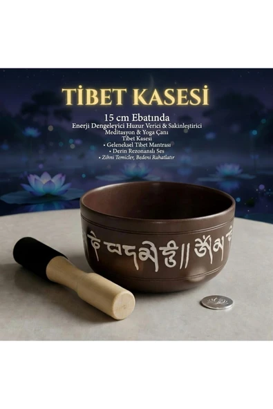 Wolawood Mindfulness Tibet Meditasyon Kasesi Yoga Çanı El Yapımı Şifalı Ses Gongu Çakra Açıcı Tokmak Hediyeli ürün görseli 1