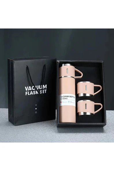 Sarego Çift Katmanlı ve Çift Kupalı Lüks Özel Üretim Yalıtımlı Vip İçeçek Termos Seti 500 ML Dekoratif ürün görseli 1