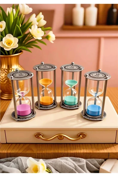 Wolawood Prestige Collection 10 Dakikalık Vintage Kum Saati, Metal Donanımlı Cam Hazneli Dekoratif & Masaüstü Ev Ofis Dekoru Hediyelik {1~Adet} ürün görseli 1