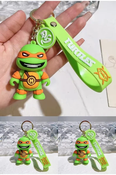 Wolawood Ninja Kaplumbağalar Anahtarlık Sevimli Figürlü Silikon Çanta Süsü Renkli Aksesuar Hediyelik Karakter ürün görseli 1