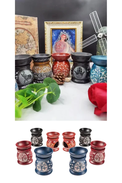Wolawood Obsidian Doğal Taş Buhurdanlık Aromaterapi Tütsülük Şık Dekoratif Şifa Taşı Oda Kokusu Difüzörü ürün görseli 1